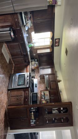 Kitchen drawers and cabinets with marble top