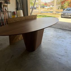 Stunning Mid-Century Modern Walnut Ellipse Dining Table 