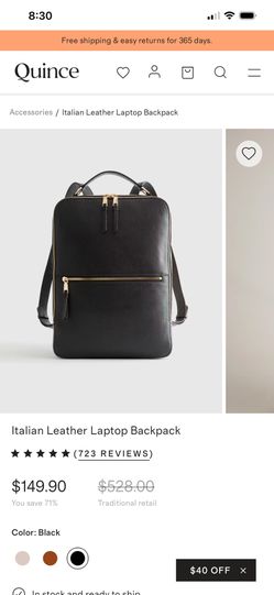 Italian leather Quince laptop backpack