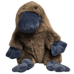 Plush Gund platypus brown fur blue eyes beak and feet  9"