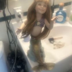 Large very Unique Porcelain Doll Mermaid 