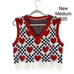 Red Heart Sweater Vest Medium 