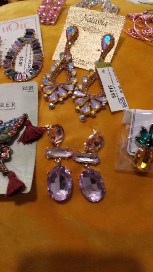 Six Pair Of Variety Earrings With One Butterfly Brooch Brand New For Pierced Ears