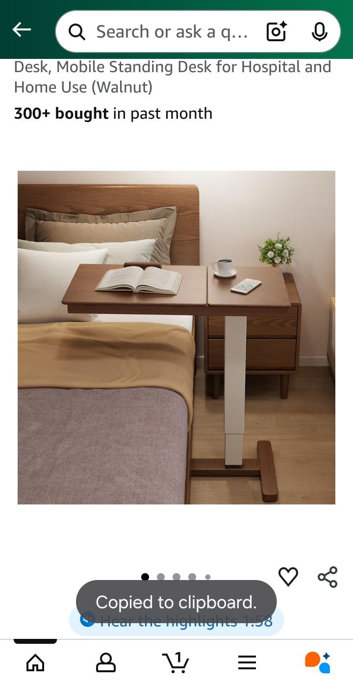 Solid Wood Overbed Bedside Table with Wheels, Adjustable Medical Tilt Top Hospital Bed Table Over The Bed, Rolling Laptop Desk, Mobile Standing Desk f