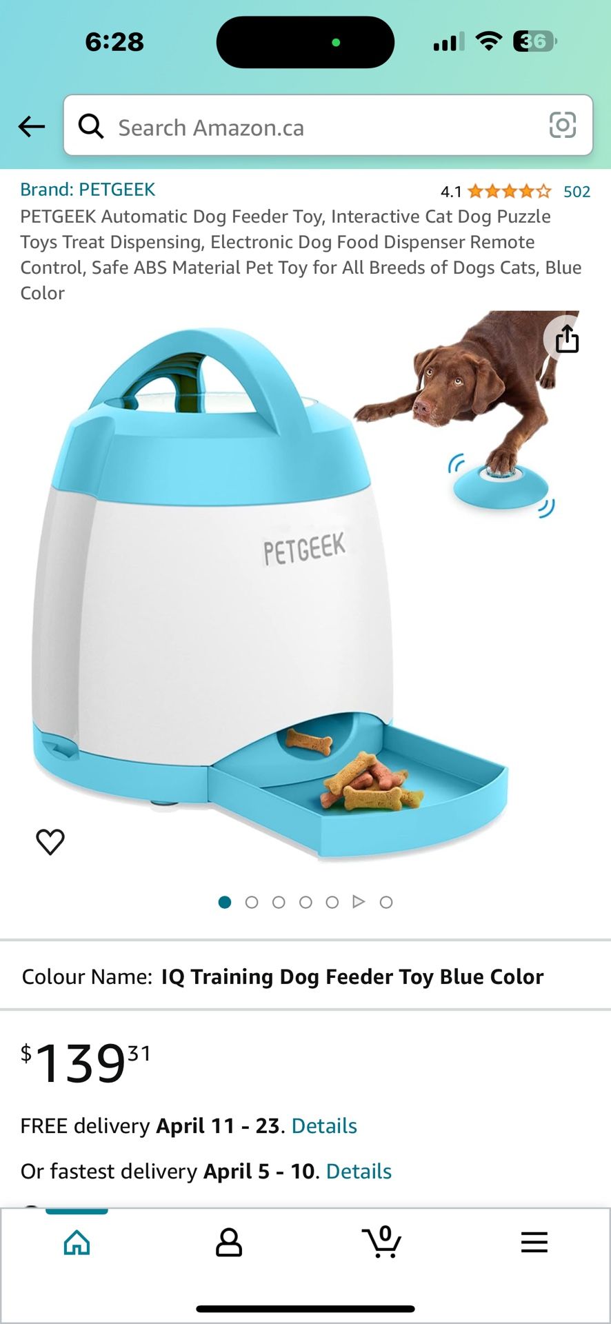 PETGEEK Automatic Dog Feeder Toy, Interactive Cat Dog Puzzle Toys Treat Dispensing, Electronic Dog Food Dispenser Remote Control, Safe ABS Material Pe