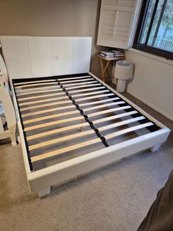 Queen Bed Frame FREE white leather