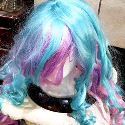 36in Mermaid Wig (Pale Turquoise Pink & Lavender) 