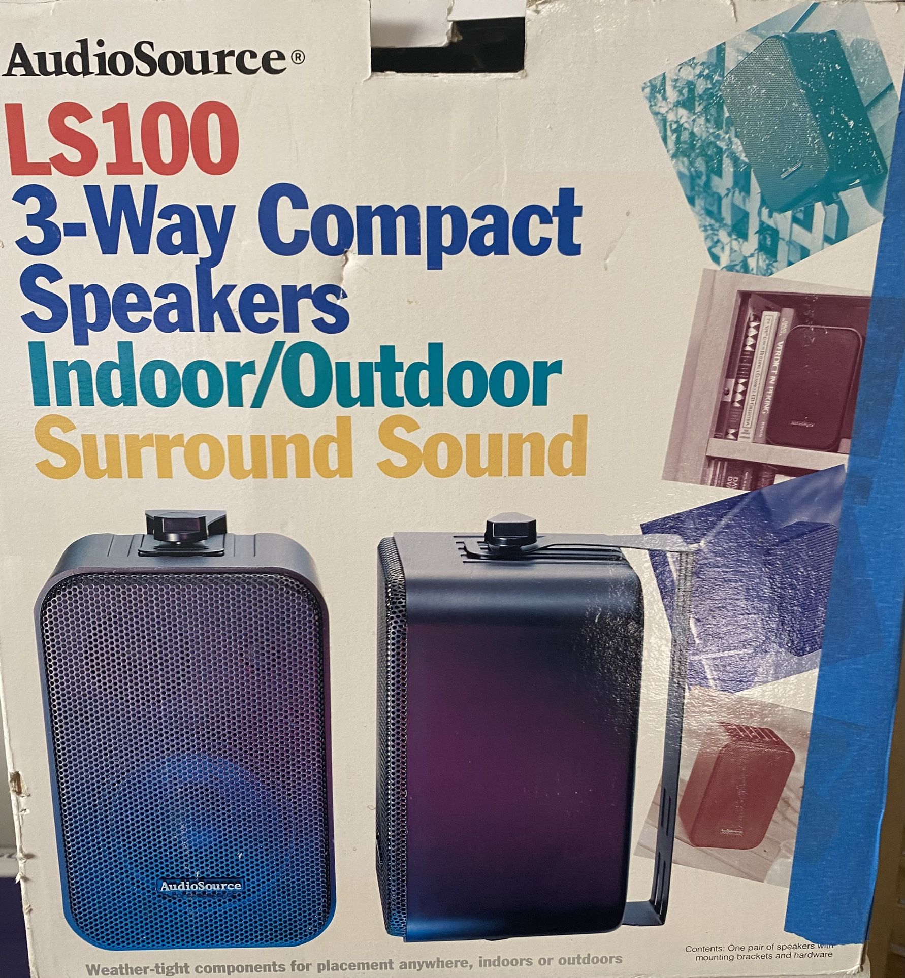 Speakers Audio Source LS100 3 Way Indoor/ Outdoor