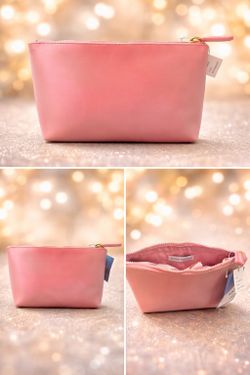 Sonia Kashuk Light Pink Faux Leather Zipper Makeup Bag Clutch 9x5 Cute! NEW.