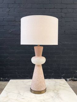 Mid-Century Modern Hourglass Ceramic & Brass Table Lamp, c.1960’s - Delivery Available