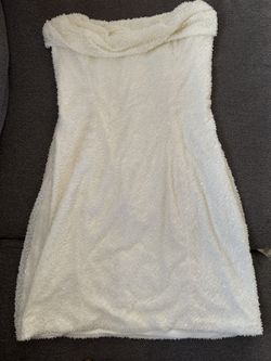 Basel ADD TO WISHLIST Embellished Strapless Cowl Neck Mini Dress in Ivory