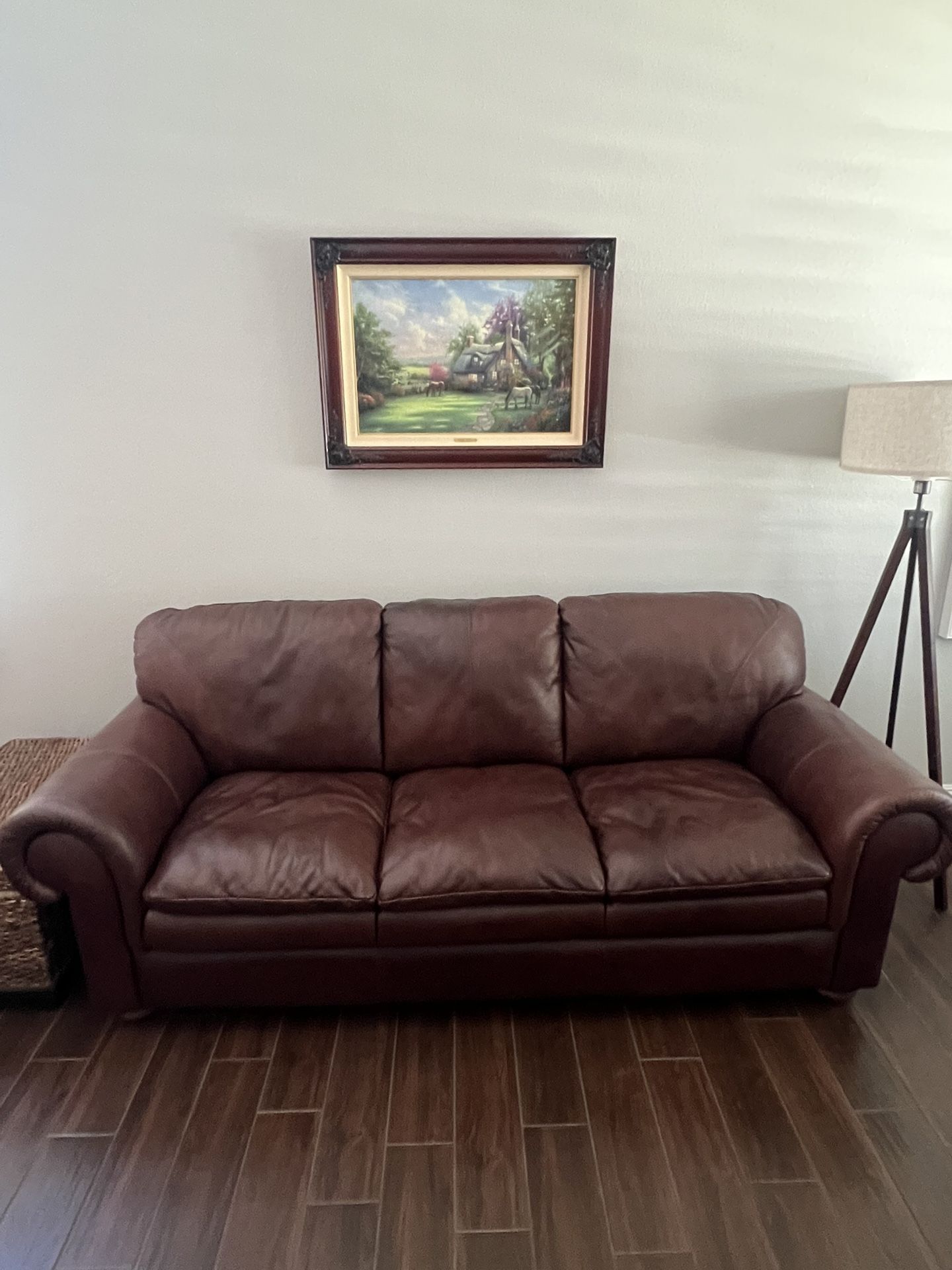 Bassett Brown Leather Couch