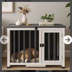 34" Dog Crate Furniture for Small Medium Dogs, Wooden Indoor Furniture End Table Dog Cage with Removable Tray and Lockable Latch, Portable Pet Cage, N