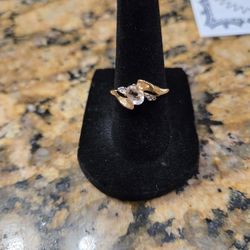 GENUINE 0.68 Cts WHITE SAPPHIRE & DIAMOND RING 10K GOLD - Free Certificate - NWT