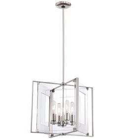 George Kovacs Clear Acrylic 4 Light Polished Nicke l Pendant Light Chandelier