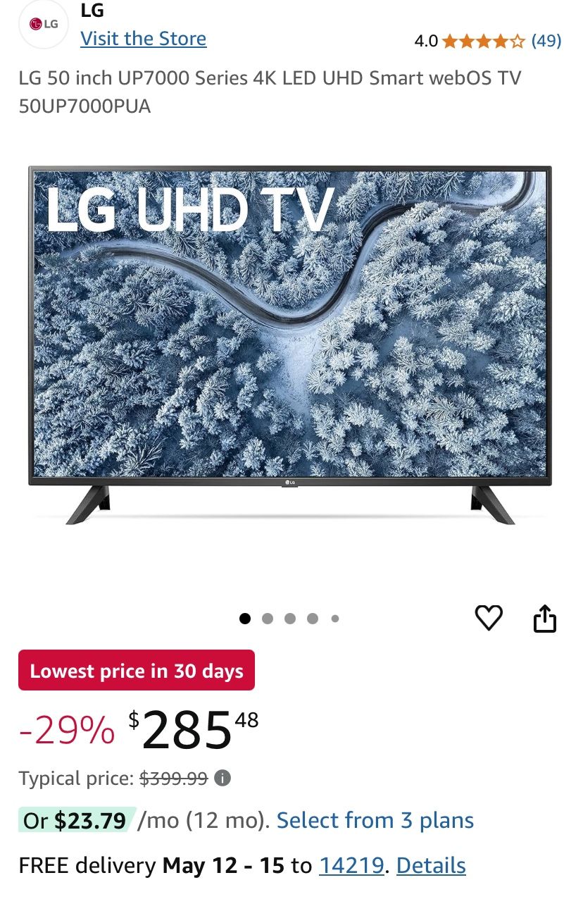 LG UHD 70 Series 50 inch Class 4K Smart UHD TV