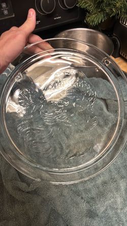 Clear Glass Santa Claus Embossed Plate