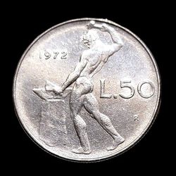 Vintage 1972 Italy 50 Lira Coin