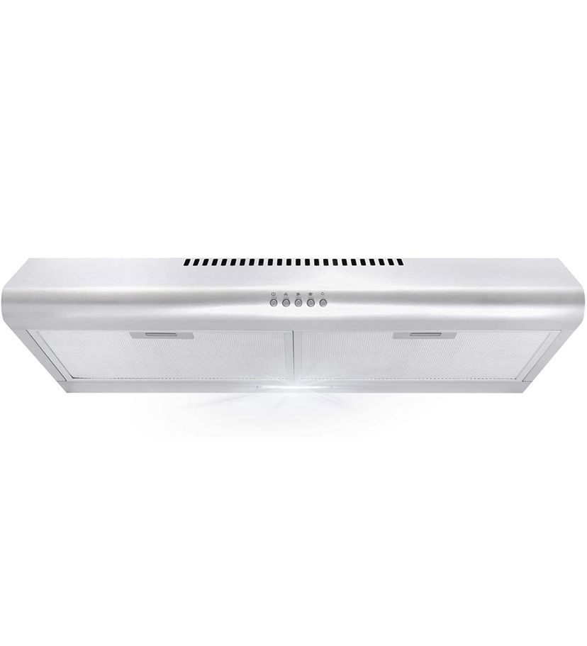 Cosmo COS-5MU30 30 in. Under Cabinet Range Hood Ductless Convertible Duct, Slim Kitchen Stove Vent with, 3 Speed Exhaust Fan, Reusable Filter and LED