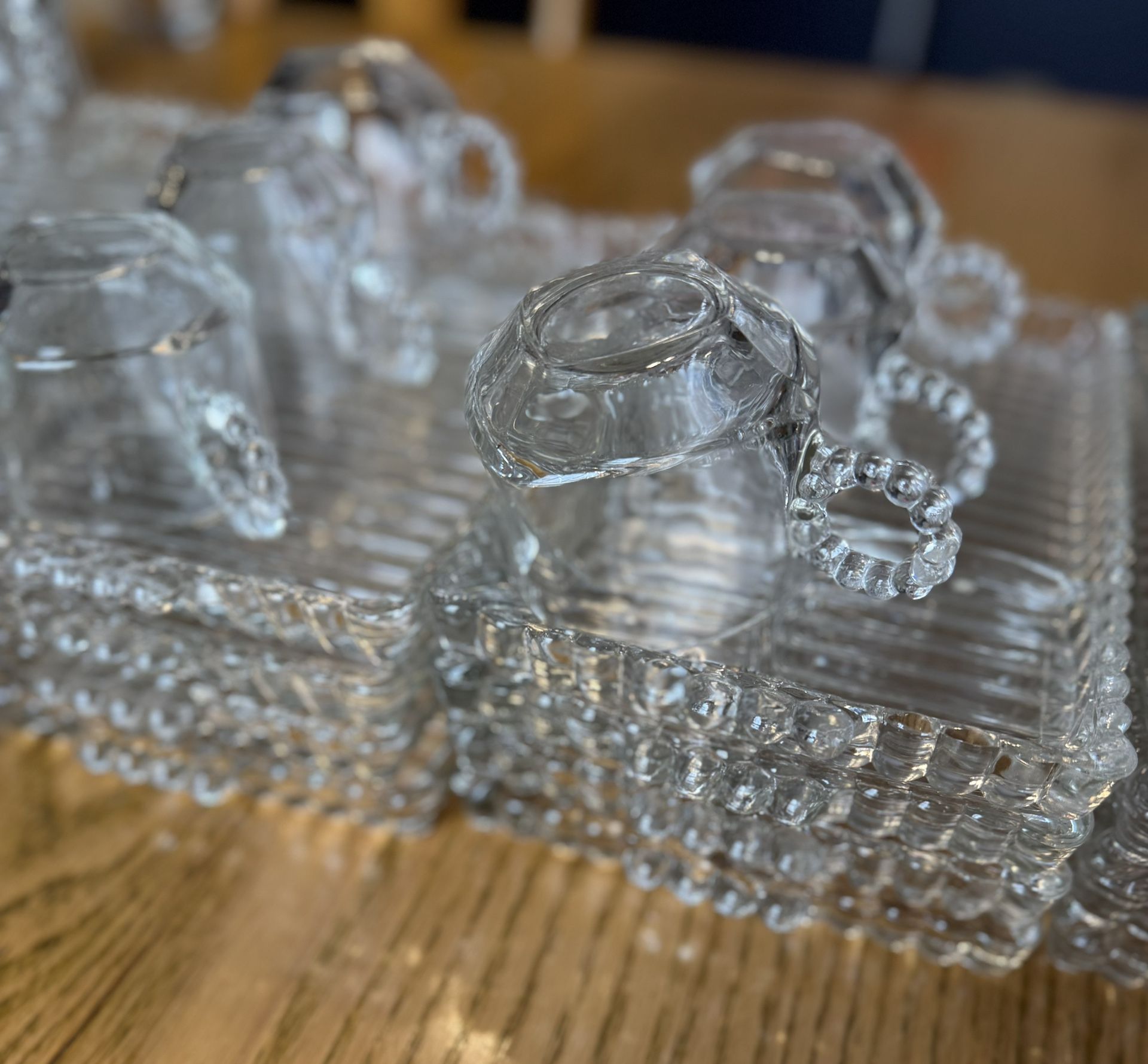 Vintage Pressed Glass Plates & Cups