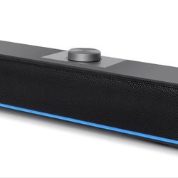 *NEW* Computer Soundbar USB Powered Sound Bar Speakers with Blue LED Light and 3.5 mm Aux