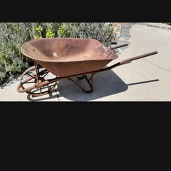 VINTAGE ALL METAL WHEELBARROW SPOKE & WHEEL 