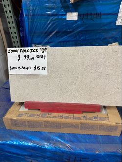 Tile floor porcelain Foik Ice 12”x24” box 15.72 SqFt grade A price $.99 per SqFt