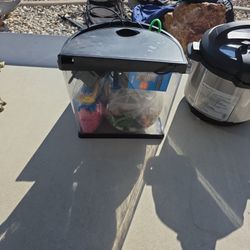 Aquarium with all the habitat, food and cleaning supplies