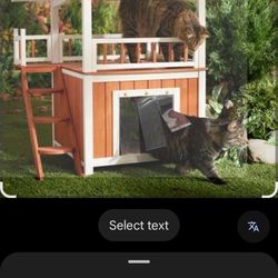 "NEW" Frisco Wooden Cat House w/ Balcony And Step Ladder