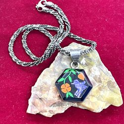 Sterling Taxco Handmade Inlaid Necklace
