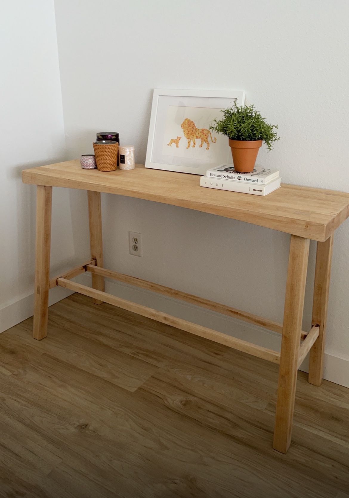 Solid Raw Wood Console Table 
