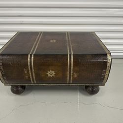 Vintage Trompe L’Oeil Book Form Coffee Table w/ Drawer