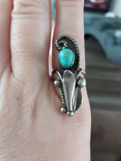 Turquoise silver vintage ring size 6