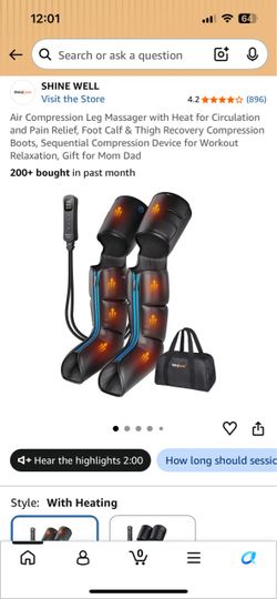 Shine Well Air Compression Leg Massager with Heat