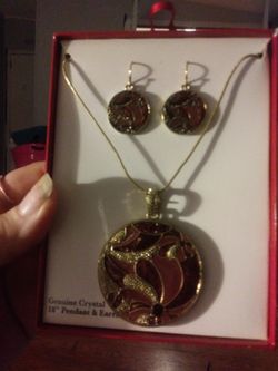 Brown crystal necklace set