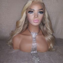 16 In Ombre Lace Wig  Light And Ash Blond