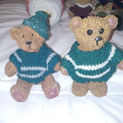 Two Resin  Bears One Setting Down The Other Stands Up 