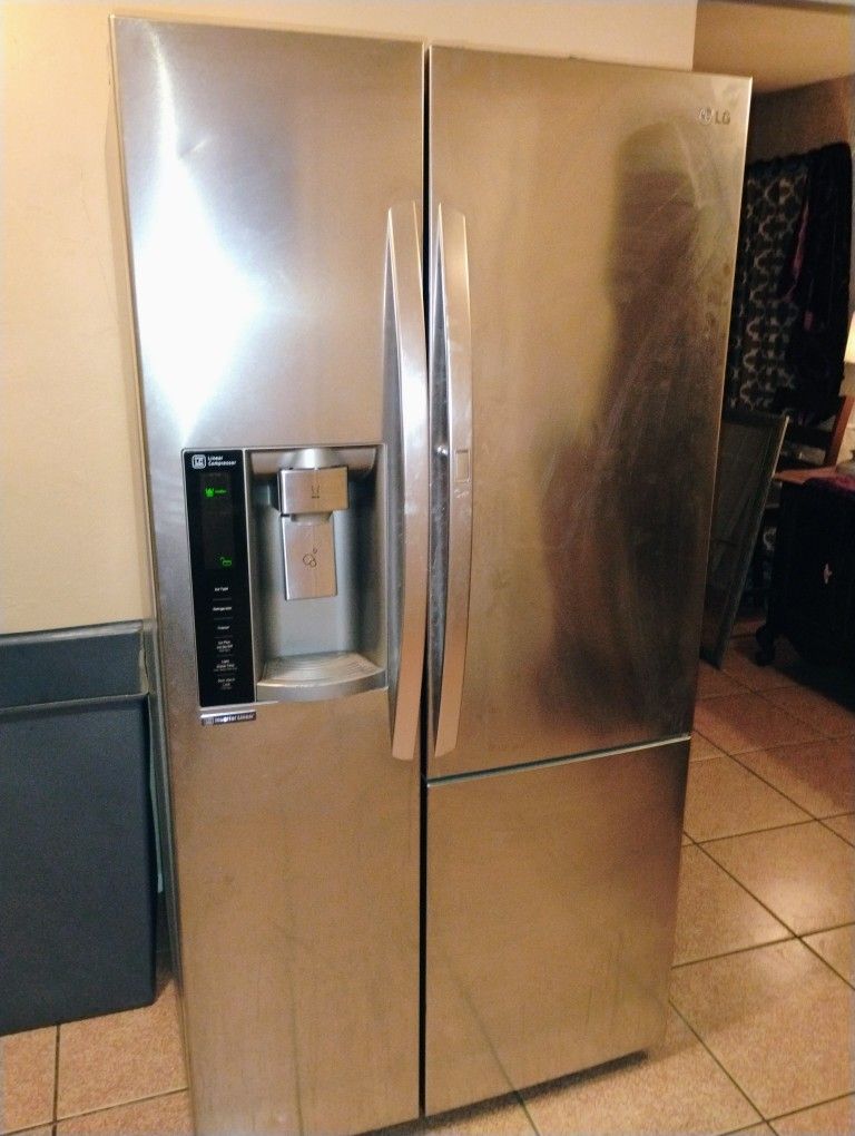 LG Stainless Double Door Fridge/ Trade For Any Working Fridge & 75.00