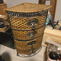 Wicker Corner Drawer Unit