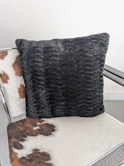 Black Faux Fur/Faux Leather Pillow