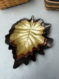 PartyLite Ceramic Leaf Platters