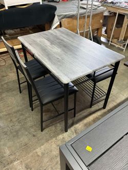 IRONCK Dining Table Set for 4, Kitchen Table with Upholstered Bench and 2 Chairs, Kitchen Table and Chairs Set for Small Space, Apartment, Gray