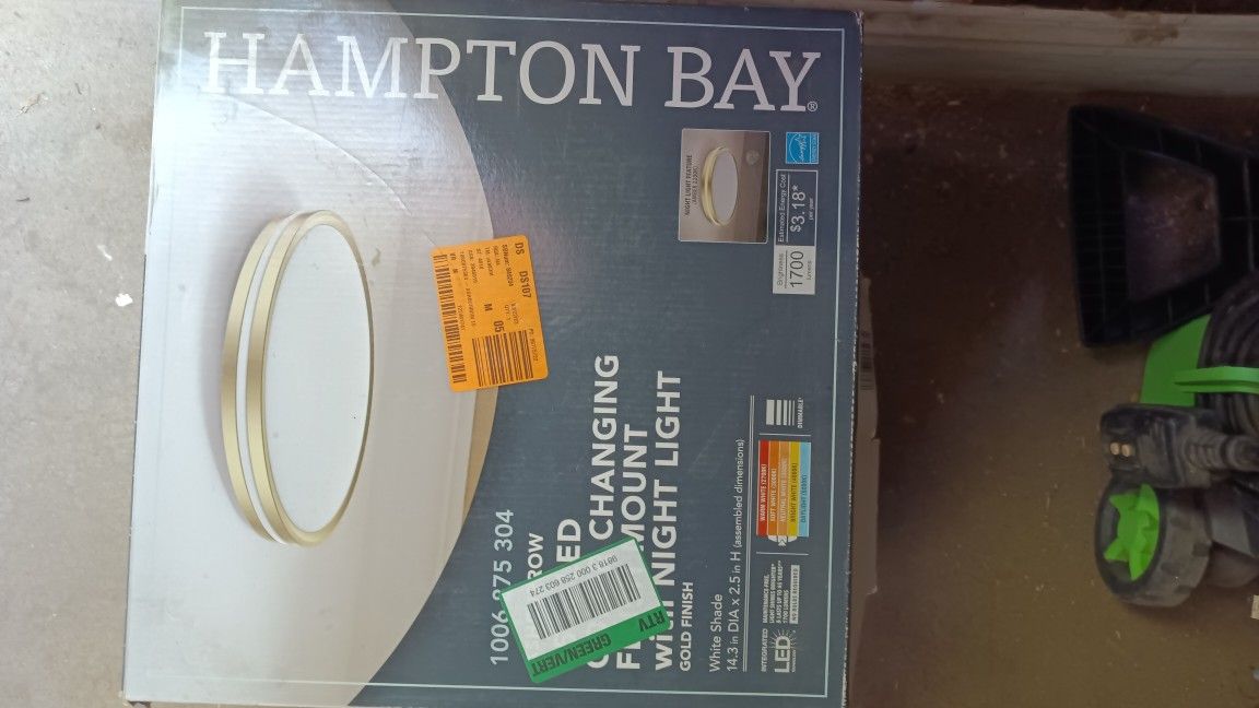 Hampton Bay LED Color Changing Flush Mount With Night Light Gold Finish 50