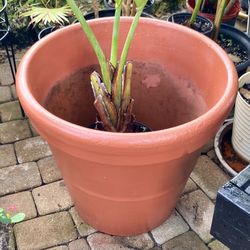 23” Terracotta Pot With Epoxy Repair: 23”W x 20”H