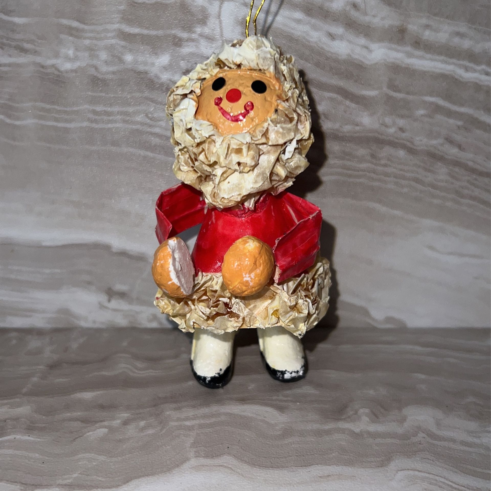 Vintage Paper Mache Christmas Ornament Mrs Claus 