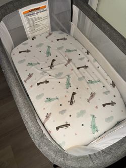 Baby Bassinet with Airplane Print Sheet 3 pair cotton sheet and mattress