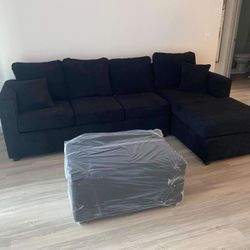Black Sectional With Free Ottoman ‼️different Colors Available ‼️