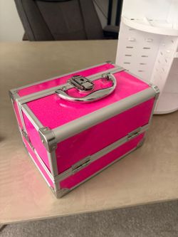 Pink Makeup Train Case with Mirror