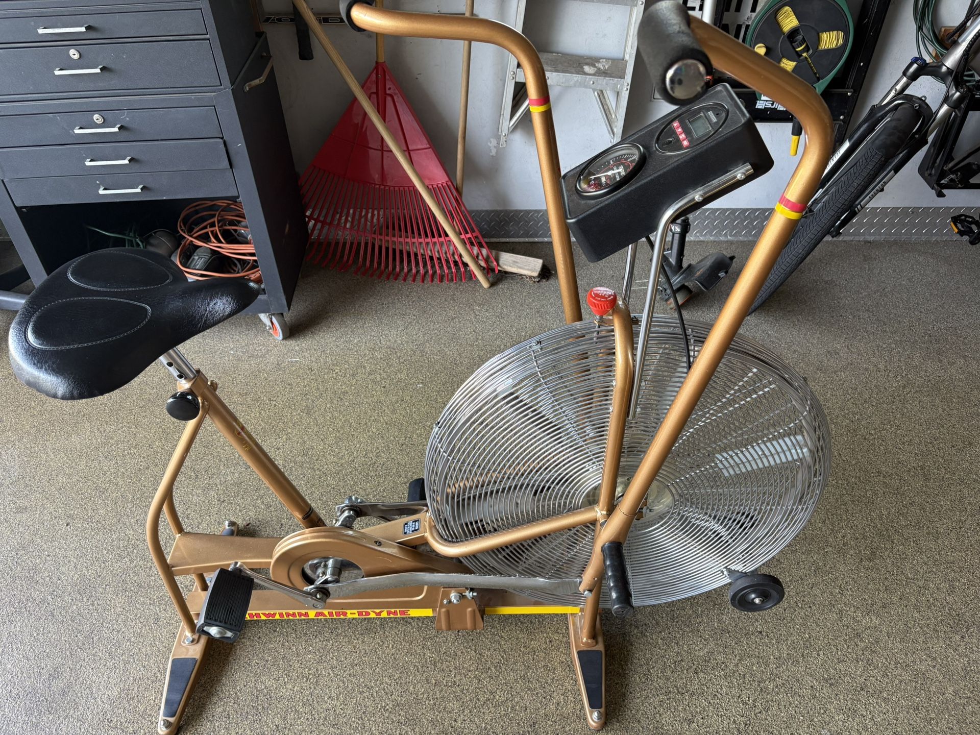 Vintage Gold Schwinn Air Dyne Exercise Bike