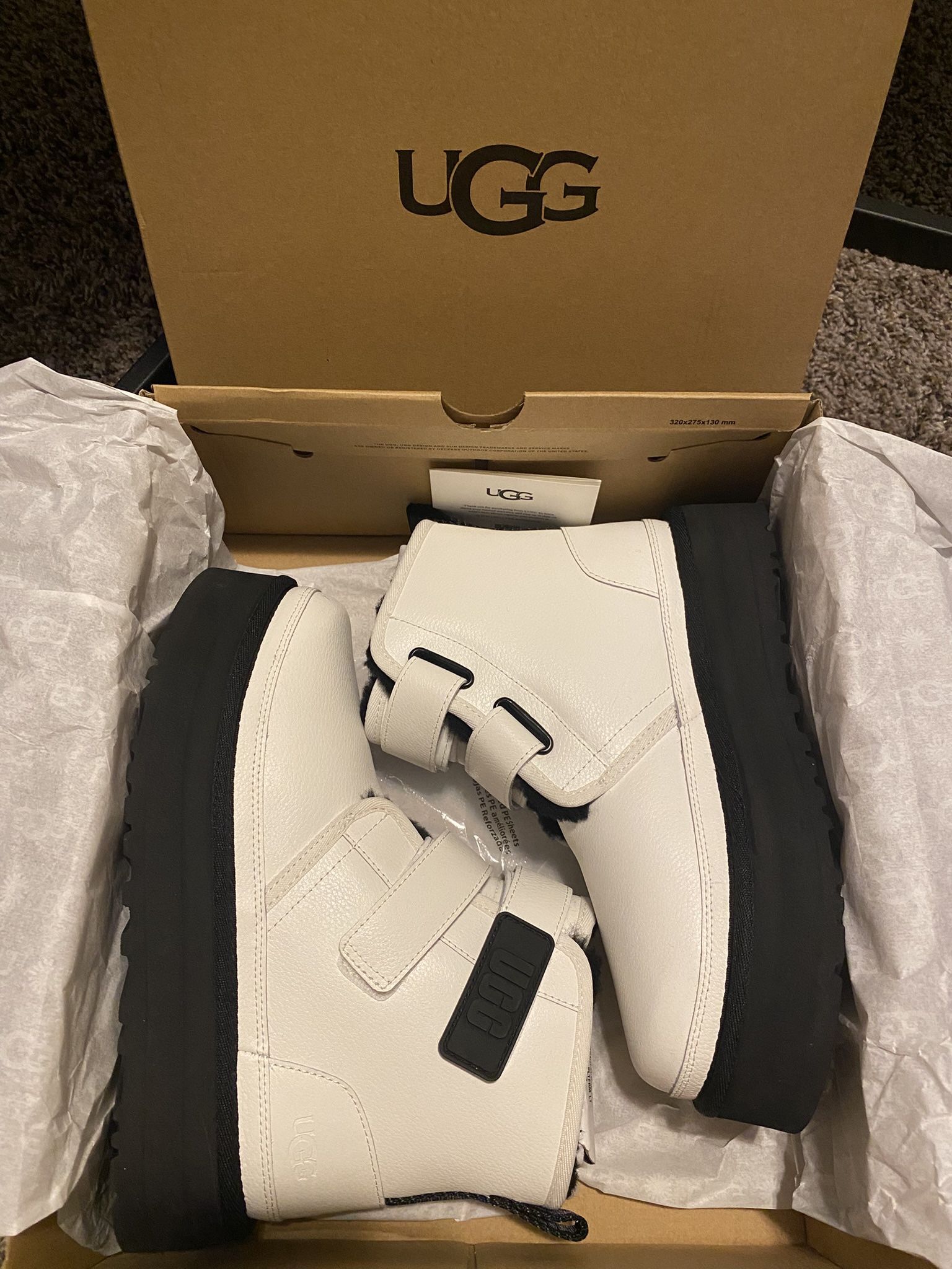 UGG Neumel Platform Leather Boots - White | Size 5 | NWT